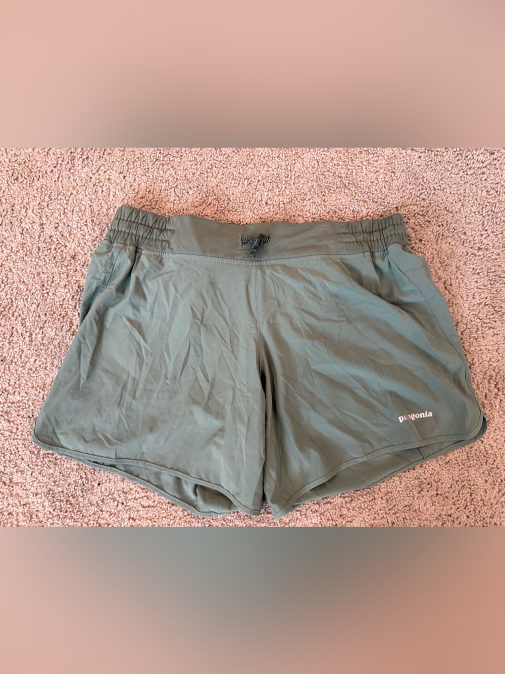 Patagonia Women's medium Nine Trails Shorts Lined Pull-On green